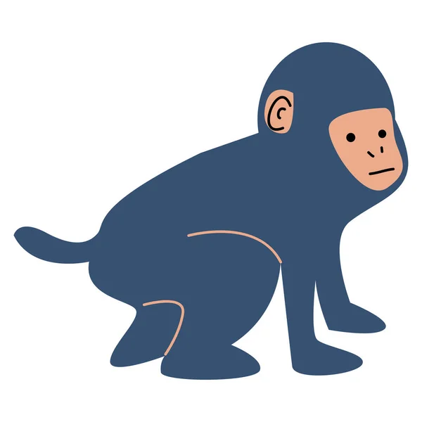 Dibujos animados lindo pequeño mono azul cachorro vector ilustración — Vector de stock