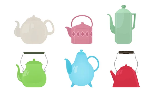Різні види чайників і чайників Векторні ілюстрації — стоковий вектор