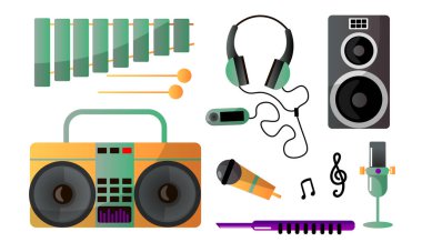 Müzik çalmak ve dinlemek için müzik aletleri. Müzik aksesuarları