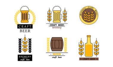 Bira fabrikası ya da menü için başlıkları olan farklı el sanatları biraları.