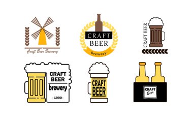 Bira fabrikası ya da logo için başlıkları olan farklı el sanatları biraları.