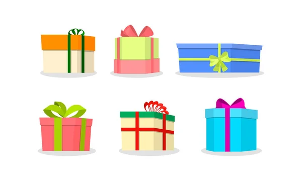 Navidad y Año Nuevo cajas de vacaciones para regalos — Vector de stock