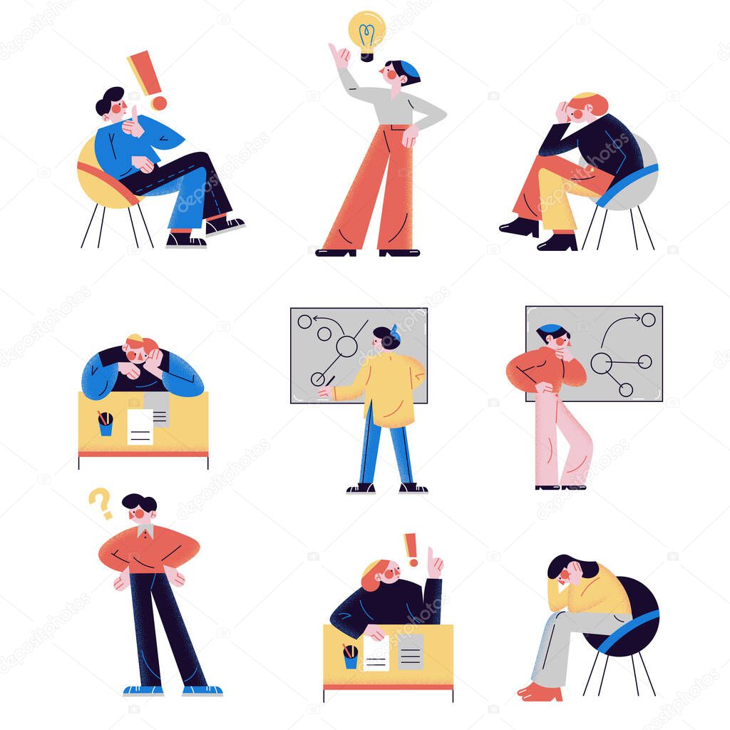 Set of people of different professions having great ideas vector illustration