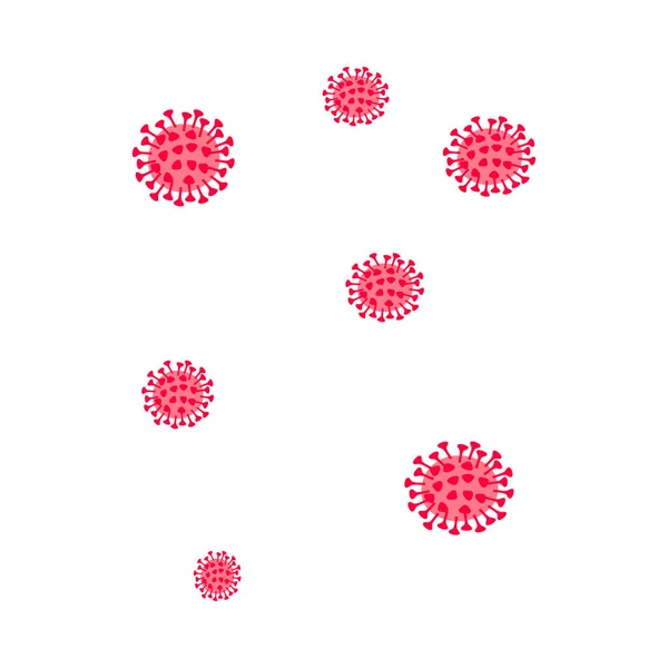 Handritade röda coronavirus infektion bakterier som flyger i luft vektor illustration — Stock vektor
