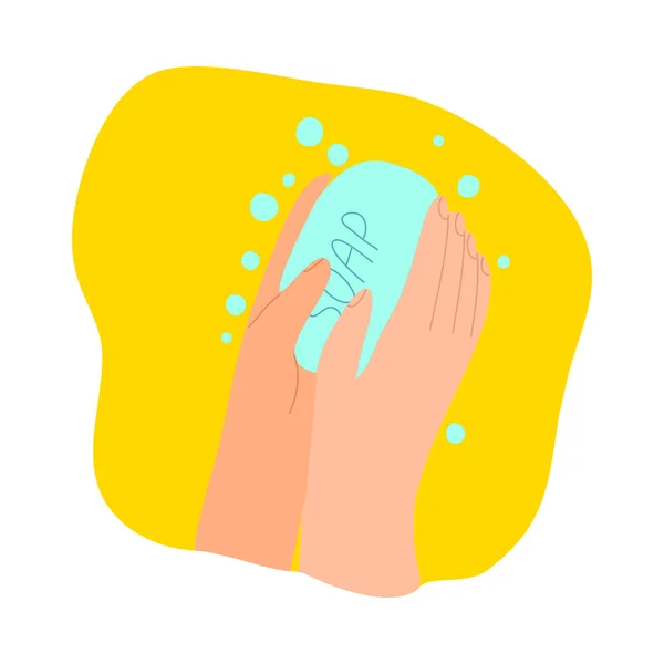 Lavar as mãos com água e sabão para proteção contra bactérias e infecções — Vetor de Stock
