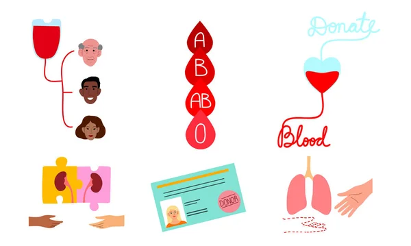 捐献者系统和捐血媒介说明 — 图库矢量图片