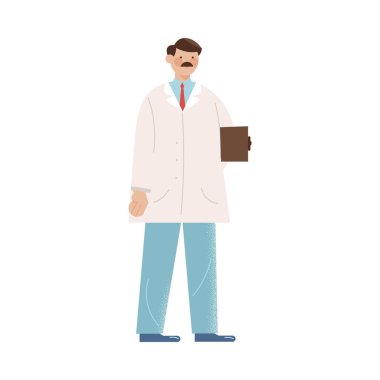 Coronavirus salgınında çalışan üniformalı ve kravatlı genç bir doktor.