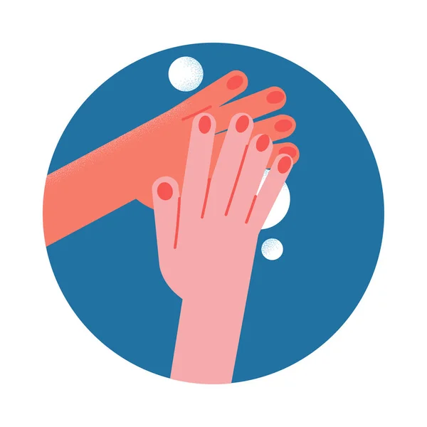 Handen wassen met zeep en water teken voor bescherming tegen coronavirus — Stockvector