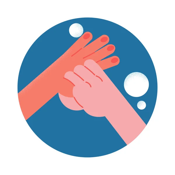 Gründliches Hände- und Fingerwaschen mit Seifenlauge zum Schutz vor Coronavirus — Stockvektor