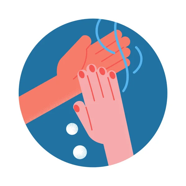 Grondige handen wassen met antibacteriële zeep voor bescherming tegen coronavirusinfectie — Stockvector