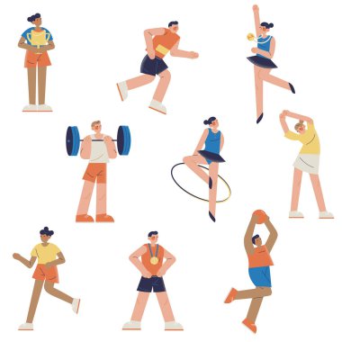 Yarışmalar sırasında farklı yaz sporlarında genç profesyonel sporcular