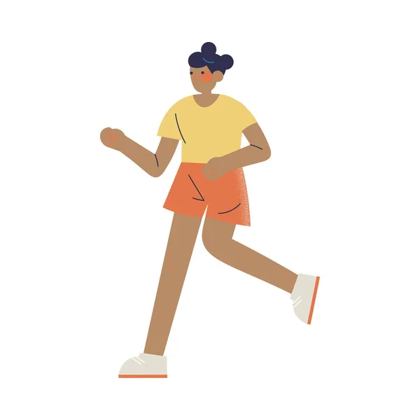 Νεαρή κοπέλα επαγγελματίας αθλητής τρέχει κατά τη διάρκεια του διαγωνισμού — Διανυσματικό Αρχείο