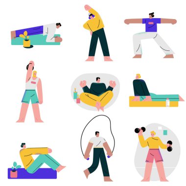 Erkekler koronavirüs salgını sırasında spor yapıyor ve evde egzersiz yapıyor.