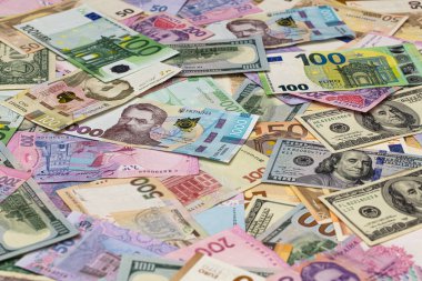 Dolar, Avro ve Hryvnia banknotları 