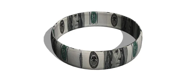 Bracellet Made One Hundred Dollar Bills White Background — Stock Photo, Image