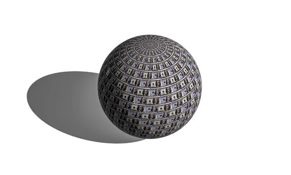 Sphere Made One Hundred Dollar Bills White Background — Stock Photo, Image