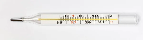 Ртутний Термометр Білому Тлі — стокове фото