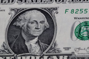 1 dolarlık banknotun ön tarafı kapanıyor.
