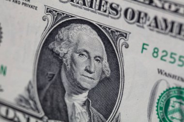 1 dolarlık banknotun ön tarafı kapanıyor.