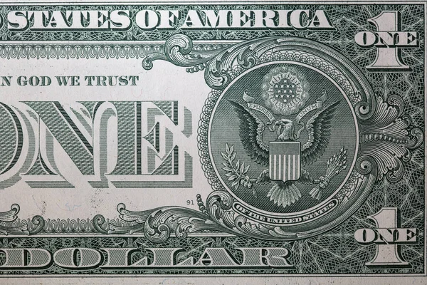 Fechar Parte Trás Nota Dólar — Fotografia de Stock