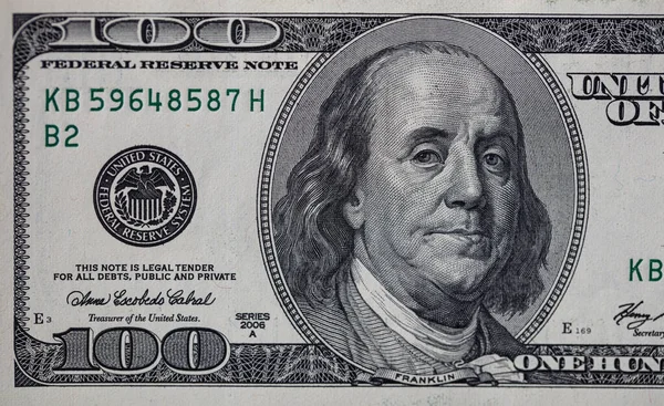 Θραύσμα Παλαιού Χαρτονομίσματος Των 100 Δολαρίων — Φωτογραφία Αρχείου