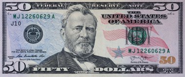 50 dolarlık banknotun parçası.