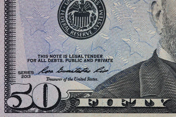 Fragmento Nota Dólares — Fotografia de Stock