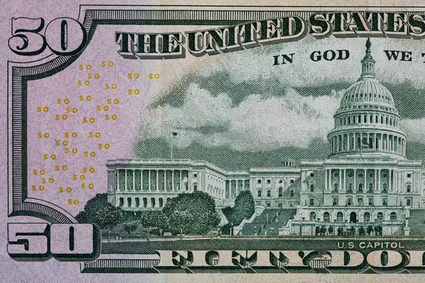 50美元钞票的背面 — 图库照片