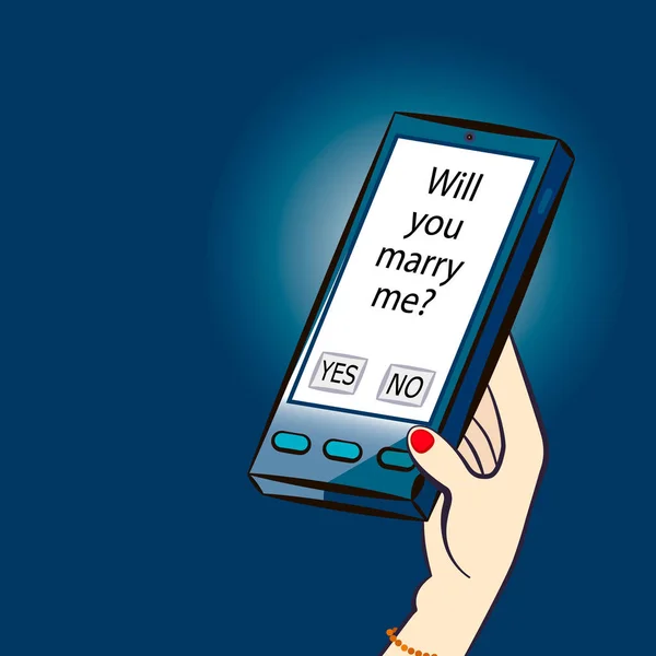 Splendida Illustrazione Sull Amore Relazioni Attraverso Nuove Tecnologie Messaggio Telefonico — Vettoriale Stock