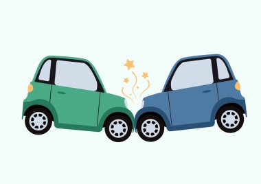 Vektör çizgi film trafik kazası illüstrasyonu