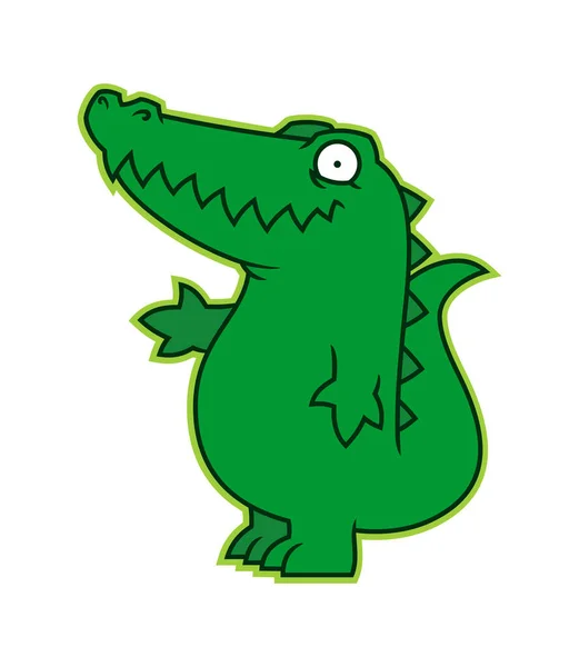 Jacaré afável ou mascote de personagem de desenho animado de crocodilo — Vetor de Stock