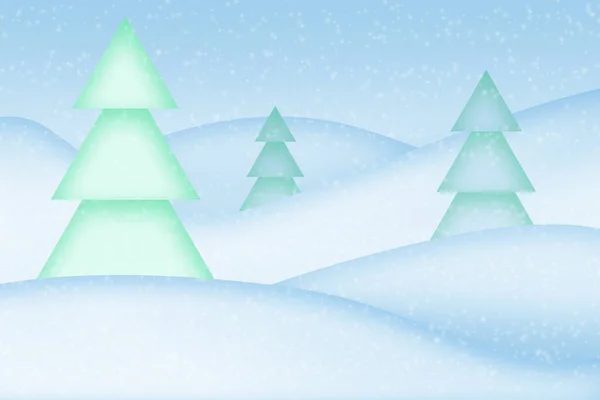 Snowdrifts, Christmas trees and snow. Winter abstract background — Stockfoto