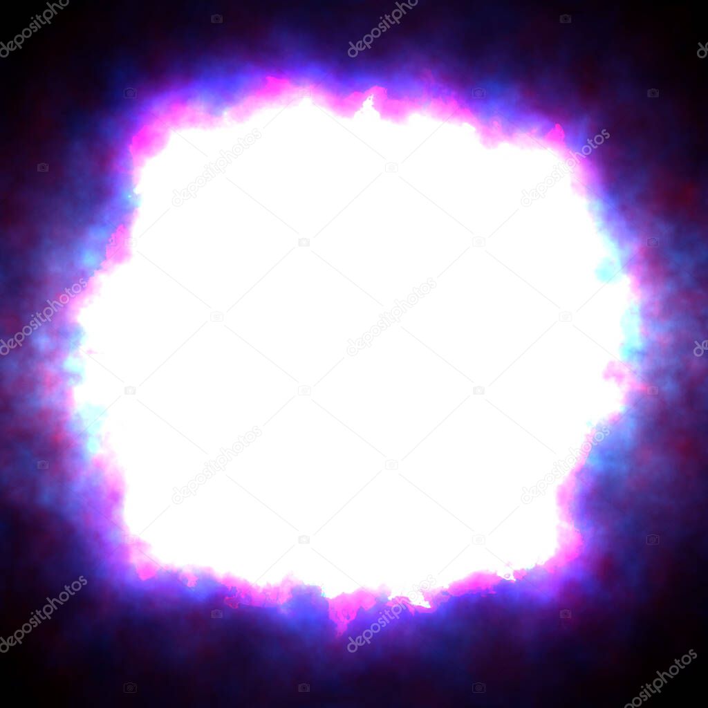Bright white flash or explosion with colored edges