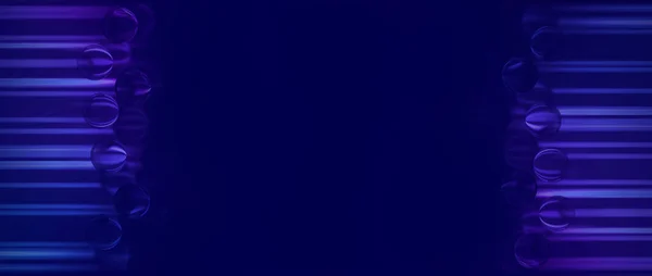 Abstrakt Blå Bakgrund Flytta Transparent Sfärer Och Ränder — Stockfoto