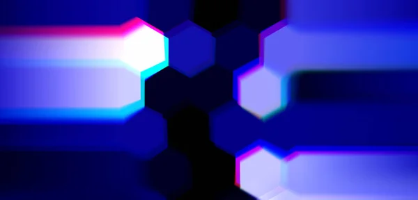 Abstract Donkerblauwe Achtergrond Met Wazige Geometrische Hexagonale Elementen Digitale Illustratie — Stockfoto