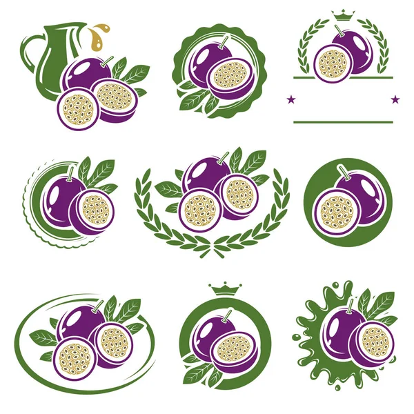 Страстные фруктовые этикетки — стоковый вектор