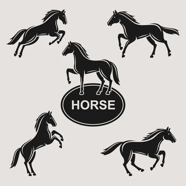 Conjunto de iconos de caballos . — Vector de stock