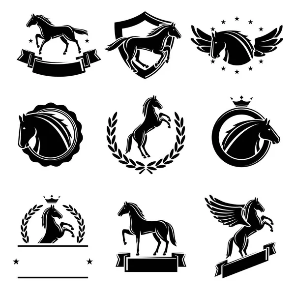 Set di etichette ed elementi per cavalli . — Vettoriale Stock