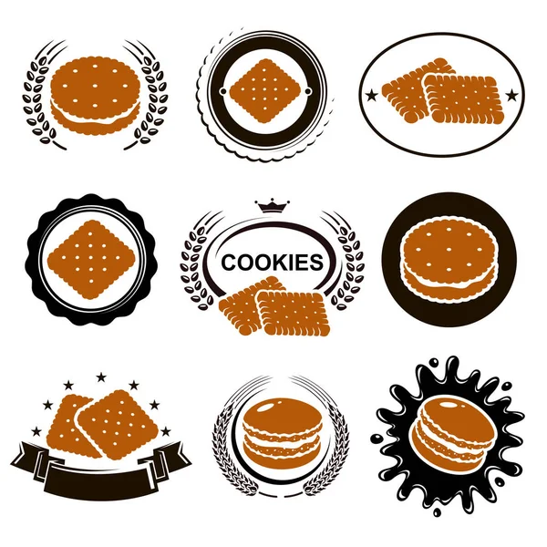 Cookies labels and elements set — Stock Vector