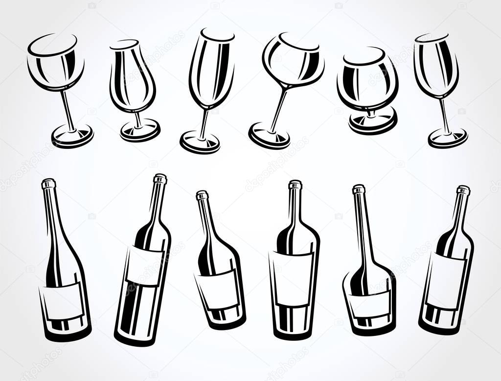 Alcoholic glass collection. Vector