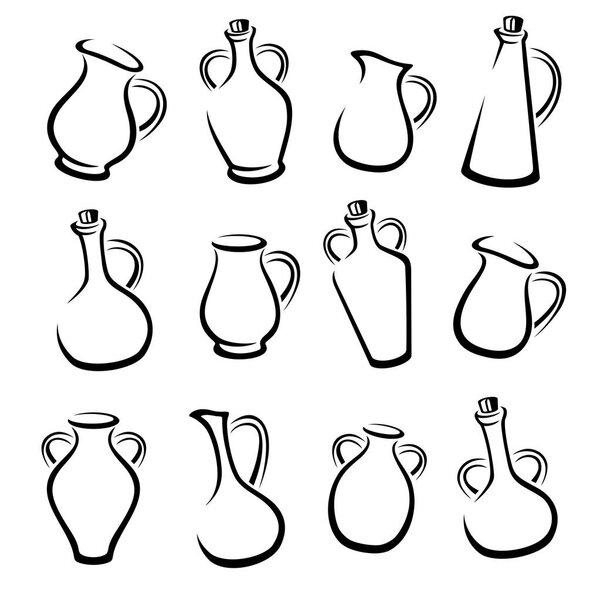 Jugs set. Vector