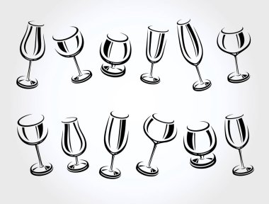 Alkollü cam koleksiyonu. Vektör