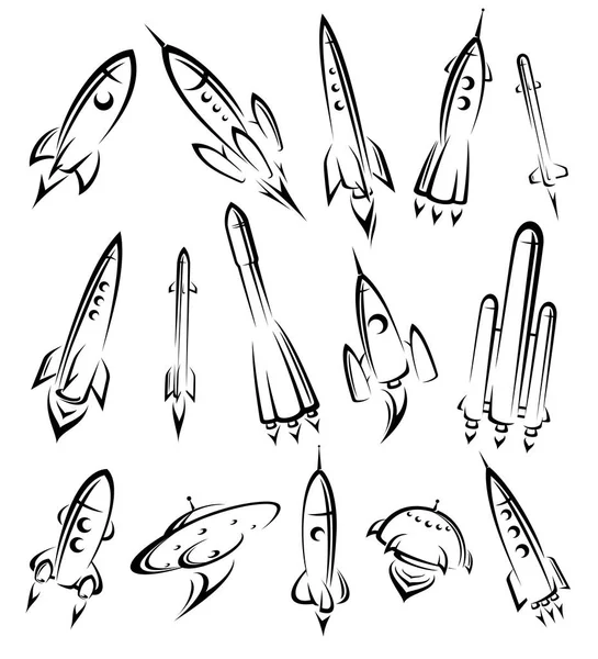 Rockets collection set. Vector — Stock Vector