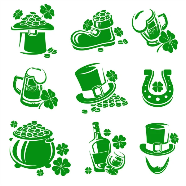 Leaf clover labels en elementen instellen. Vector — Stockvector