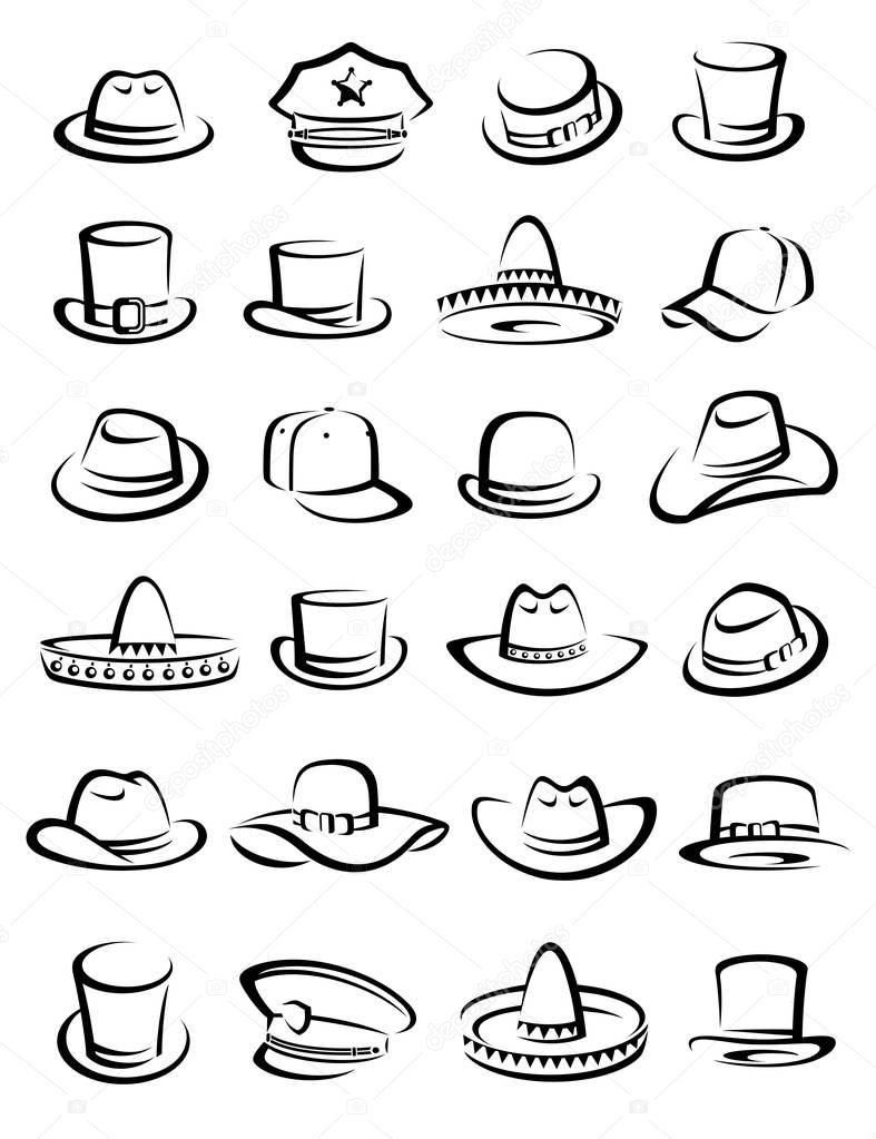 Hats collection set. Vector