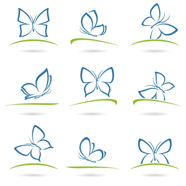 Butterflies set. Vector — Stock Vector