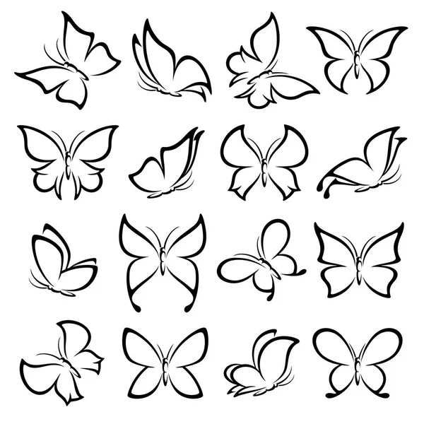 Butterflies set. Vector — Stock Vector