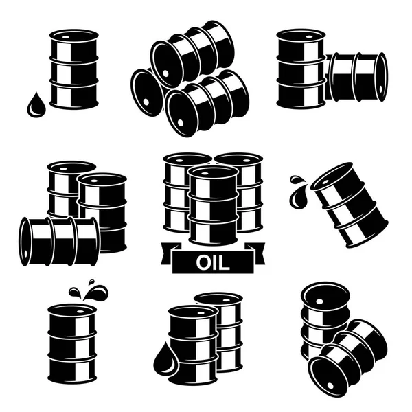 Conjunto de barril de petróleo. Vector — Vector de stock