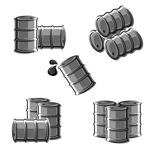 Oil barrel set. Vector — Stock Vector