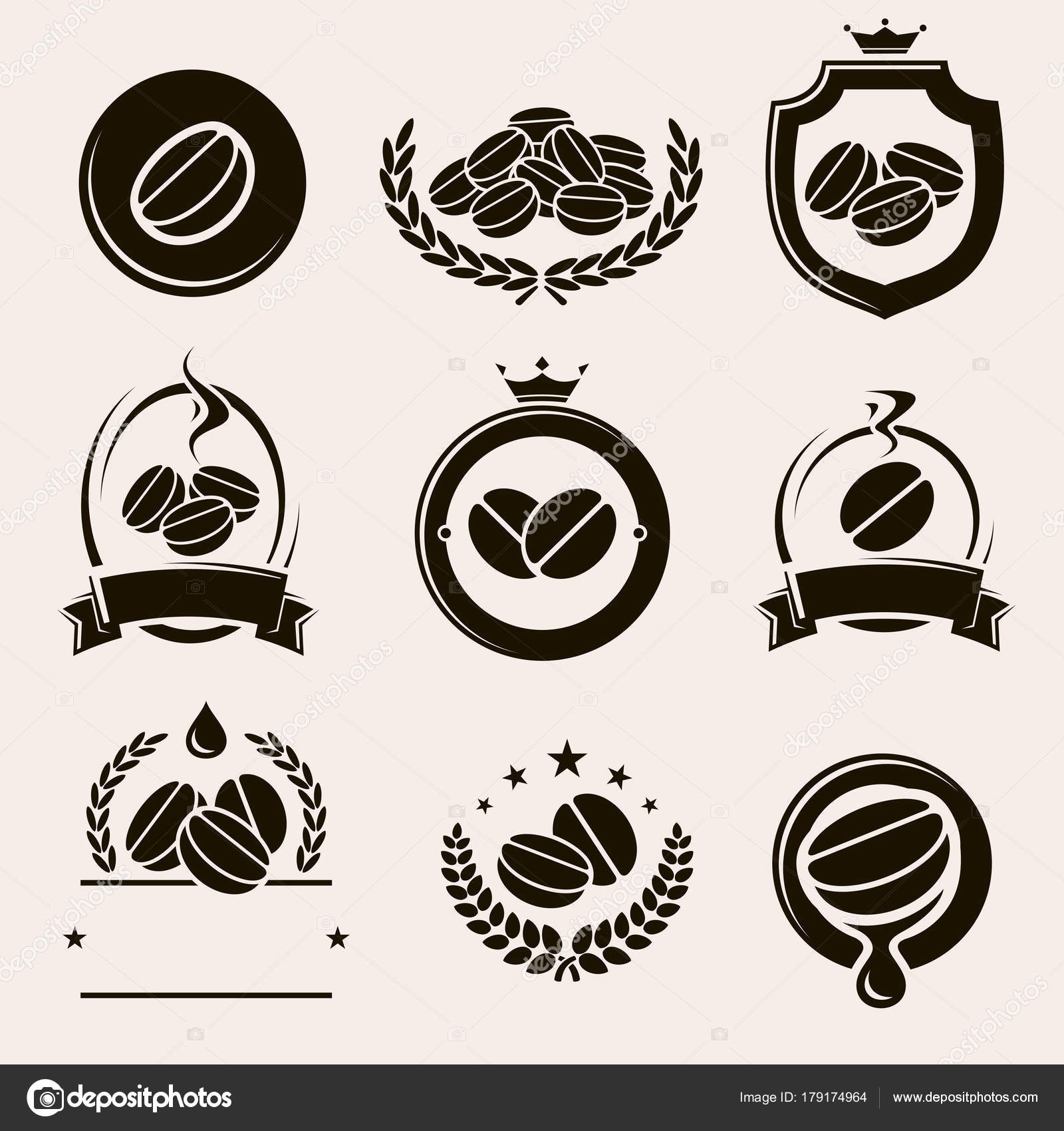 Download Coffee Labels Icons Set Vector Collection Coffee Beans ...